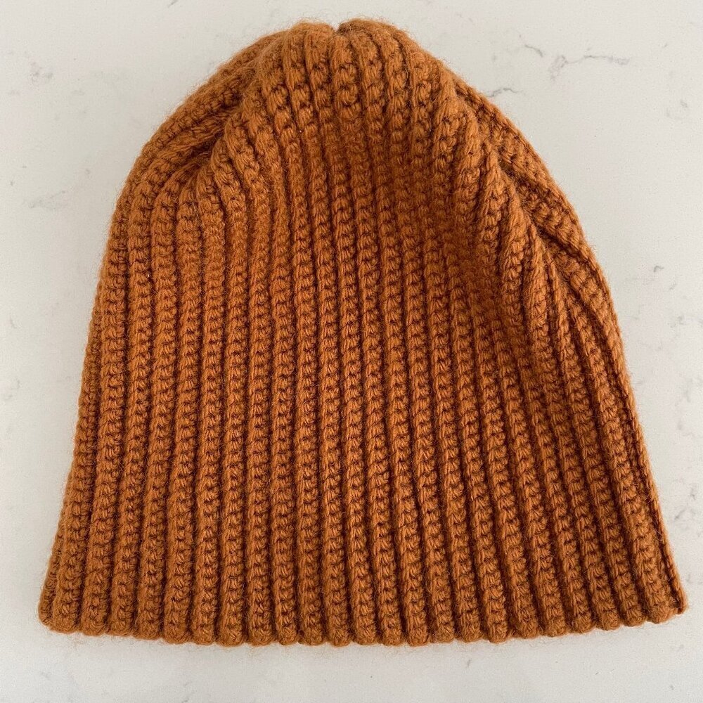 Hand Crafted Unisex Cozy Neutral Knit Toque Burnt Orange/Gold Sz OS NWOT
